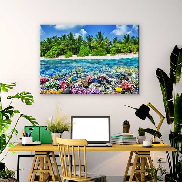 Tropikal Sahil ve Mercan Resifi Kanvas Tablo 13331