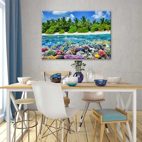 Tropikal Sahil ve Mercan Resifi Kanvas Tablo 13331