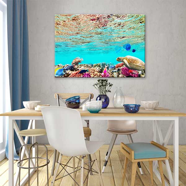 interior-wall-design-13335-03 Deniz Kaplumbağası ve Mercan Resifi Kanvas Tablo 13335