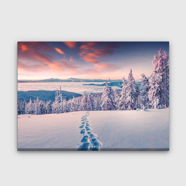 interior-wall-design-13388-00 Karlı Dağ Yolu ve Kış Ormanı Manzarası Duvar Tablosu 13388