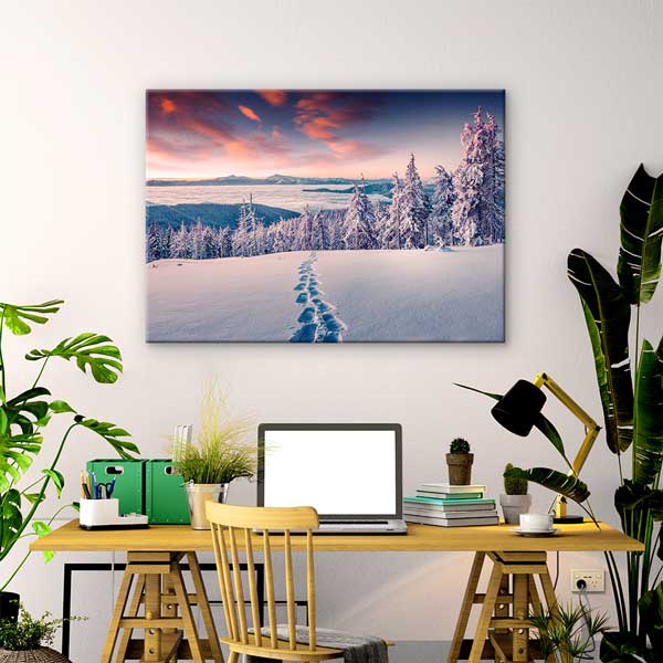 interior-wall-design-13388-02 Karlı Dağ Yolu ve Kış Ormanı Manzarası Duvar Tablosu 13388