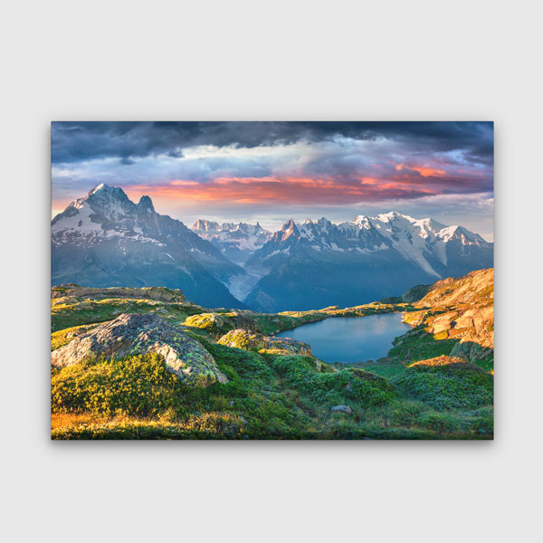 Alpler Zirveleri ve Dağ Gölü Manzarası Duvar Tablosu 13406