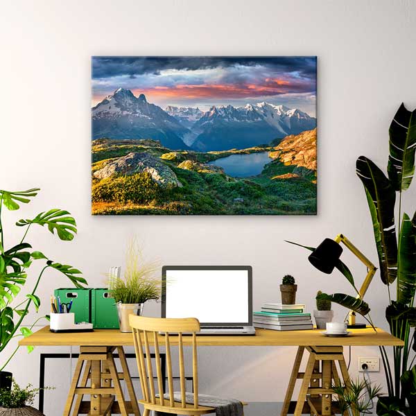 Alpler Zirveleri ve Dağ Gölü Manzarası Duvar Tablosu 13406