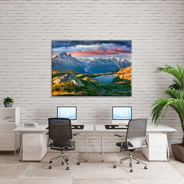 Alpler Zirveleri ve Dağ Gölü Manzarası Duvar Tablosu 13406