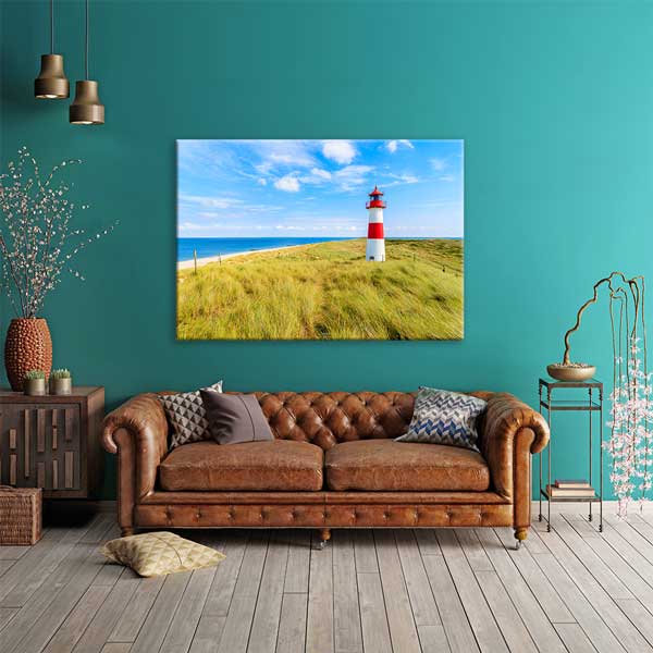 interior-wall-design-13410-01 Deniz Feneri ve Sahil Çayırı Manzarası Duvar Tablosu 13410