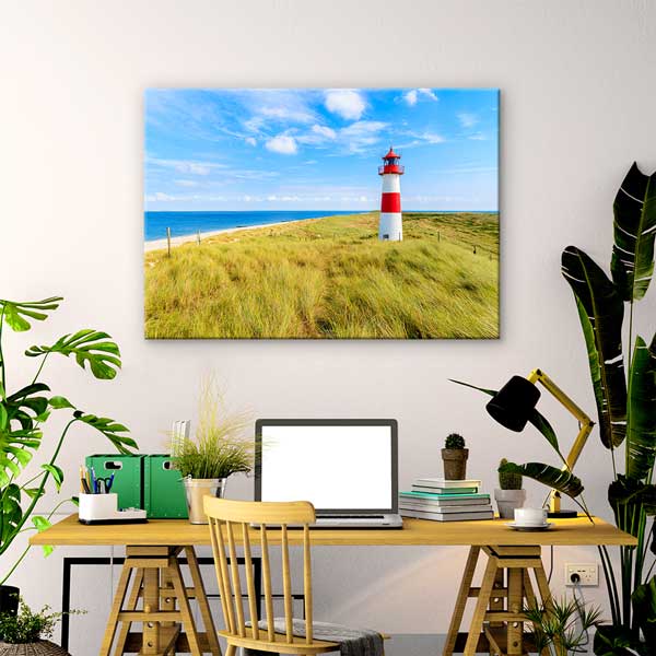interior-wall-design-13410-02 Deniz Feneri ve Sahil Çayırı Manzarası Duvar Tablosu 13410