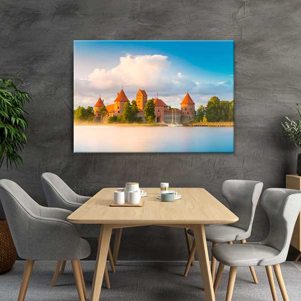 Trakai Kalesi Gün Batımı Manzarası Kanvas Tablo 13422