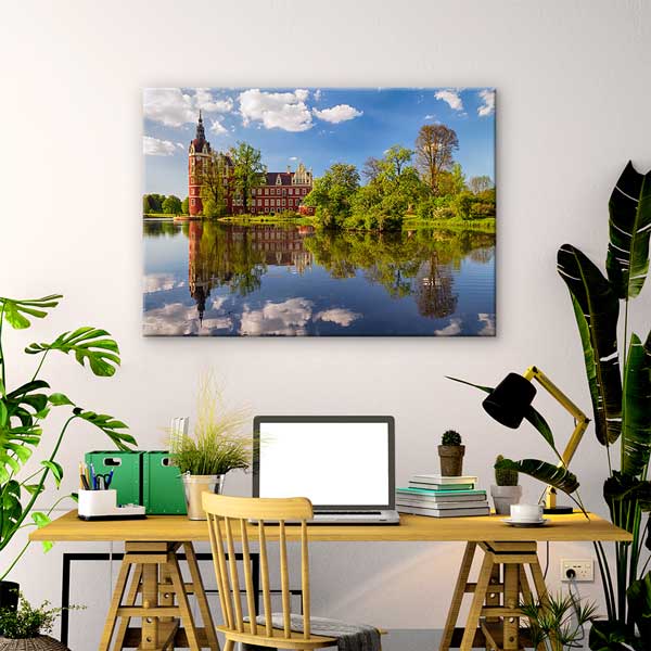 Yansımalı Göl ve Tarihi Kale Manzarası Kanvas Tablo 13427