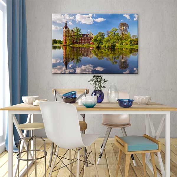 Yansımalı Göl ve Tarihi Kale Manzarası Kanvas Tablo 13427