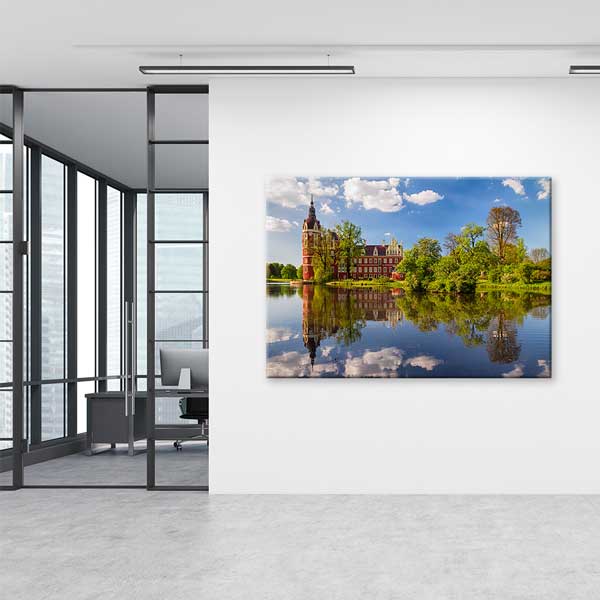 Yansımalı Göl ve Tarihi Kale Manzarası Kanvas Tablo 13427