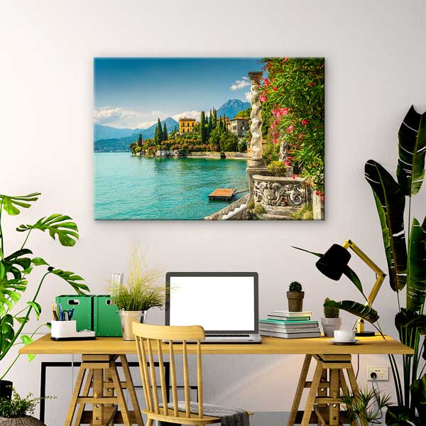 interior-wall-design-13428-01 Göl Kıyısı Mimari Yapılar ve Dağ Manzarası Kanvas Tablo 13428