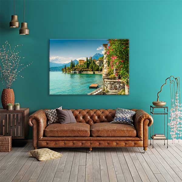 interior-wall-design-13428-02 Göl Kıyısı Mimari Yapılar ve Dağ Manzarası Kanvas Tablo 13428