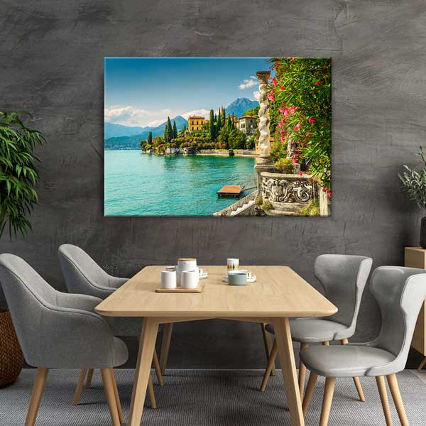 interior-wall-design-13428-03 Göl Kıyısı Mimari Yapılar ve Dağ Manzarası Kanvas Tablo 13428