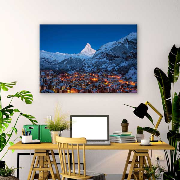 interior-wall-design-13432-01 Zermatt Gece Manzarası Kanvas Tablo 13432