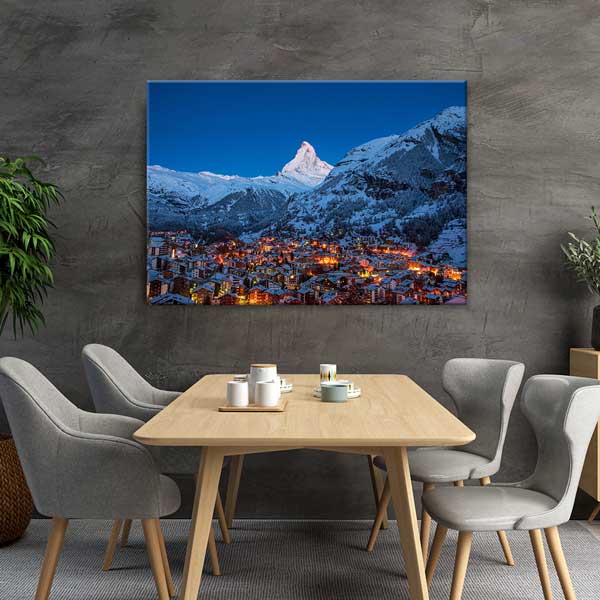 interior-wall-design-13432-03 Zermatt Gece Manzarası Kanvas Tablo 13432
