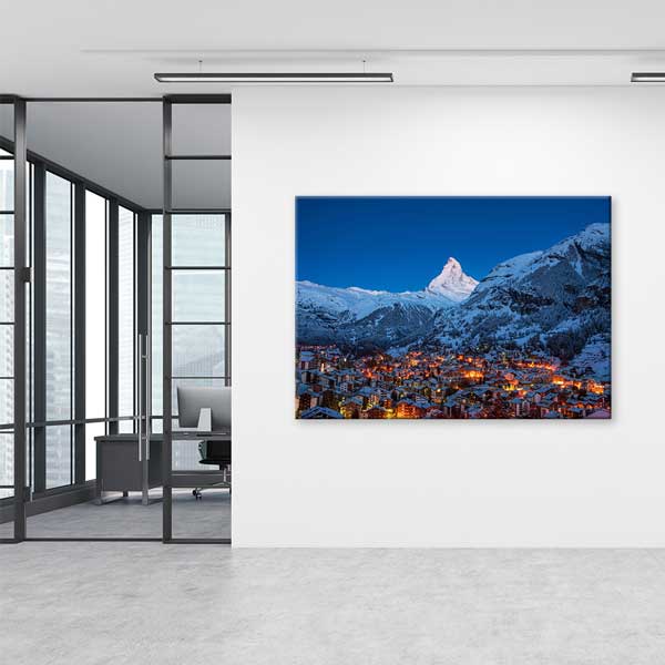 interior-wall-design-13432-04 Zermatt Gece Manzarası Kanvas Tablo 13432