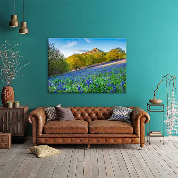 Mor Çiçekli Dağ Manzarası Kanvas Tablo 13437