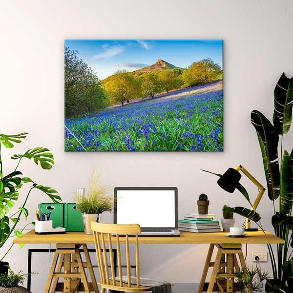 Mor Çiçekli Dağ Manzarası Kanvas Tablo 13437