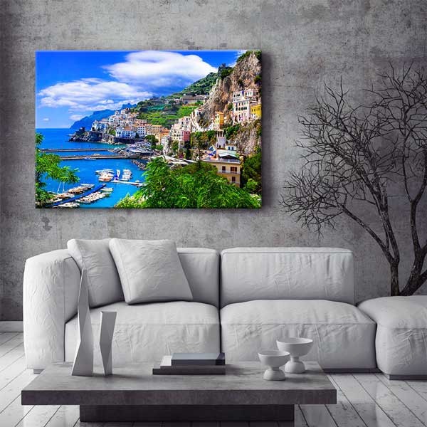 interior-wall-design-13446-01 Amalfi Sahili & Akdeniz Manzarası Kanvas Tablo 13446