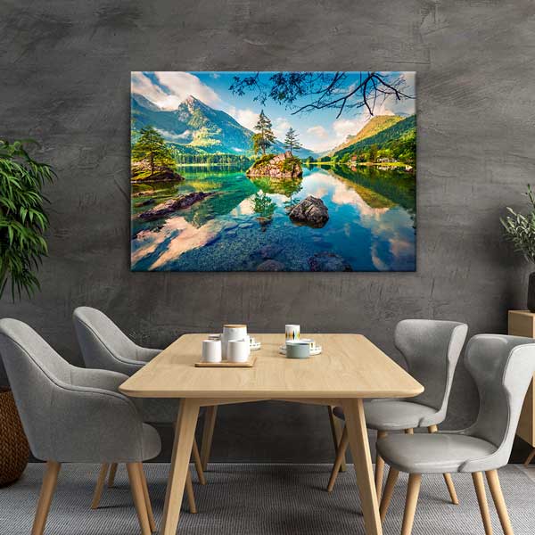 Hintersee Gölü ve Dağ Manzarası Kanvas Tablo 13481