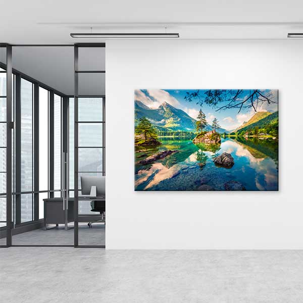 Hintersee Gölü ve Dağ Manzarası Kanvas Tablo 13481