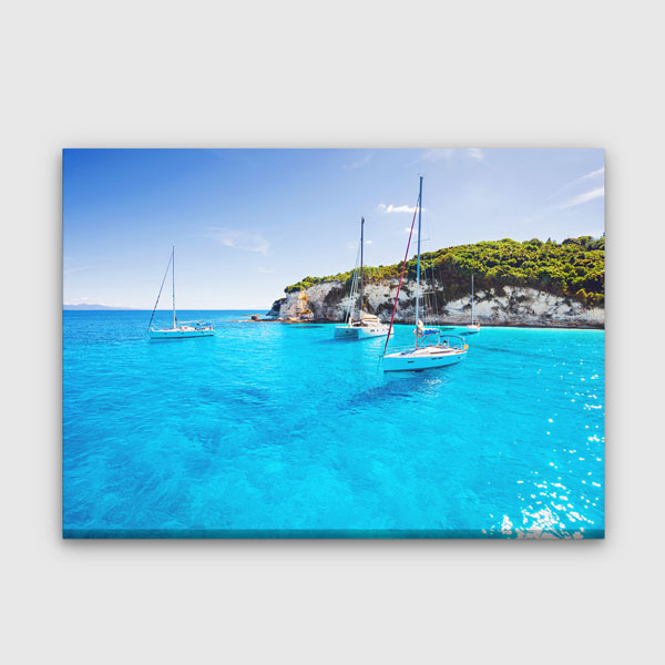 Mavi Deniz ve Yelkenliler Manzarası Kanvas Tablo 13499