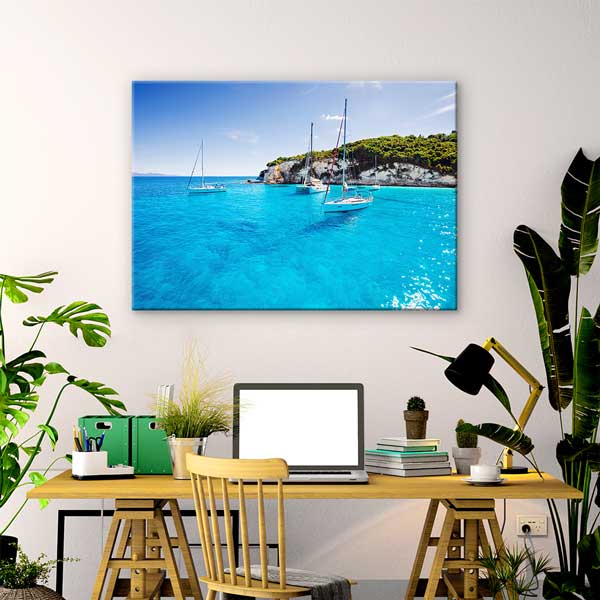 Mavi Deniz ve Yelkenliler Manzarası Kanvas Tablo 13499