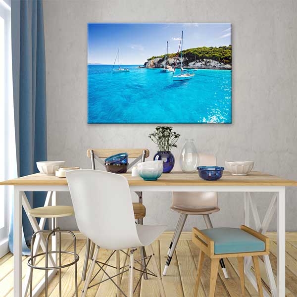 Mavi Deniz ve Yelkenliler Manzarası Kanvas Tablo 13499