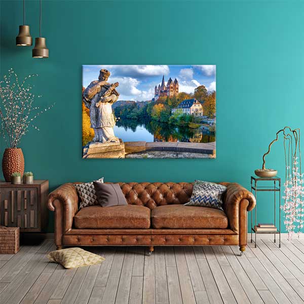 Limburg Katedrali ve Heykel Manzarası Kanvas Tablo 13519