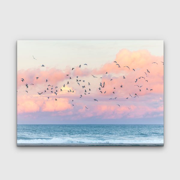 Uçan Kuşlar ve Deniz Ufku Fotoğraf Sanatı Kanvas Tablo 13549