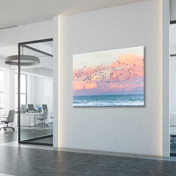 Uçan Kuşlar ve Deniz Ufku Fotoğraf Sanatı Kanvas Tablo 13549