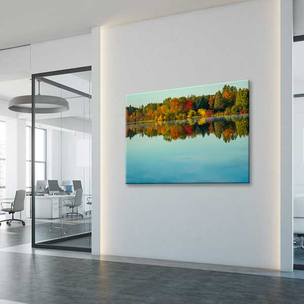 Sonbahar Renkleri ve Göl Yansıması Manzarası Kanvas Tablo 13613