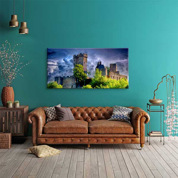 Fırtına Altında Orta Çağ Kalesi Manzara Kanvas Tablo – 13742