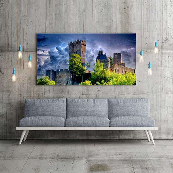 Fırtına Altında Orta Çağ Kalesi Manzara Kanvas Tablo – 13742