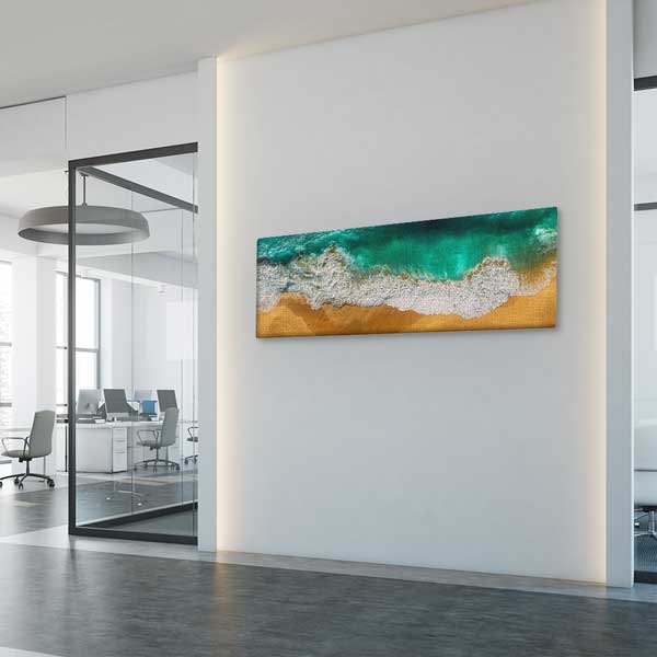 Turkuaz Deniz ve Sahil Panoramik Kanvas Tablo 13777