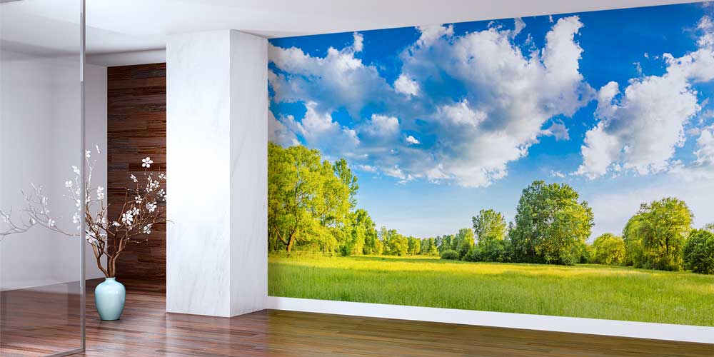 interior-wall-print-13147-01 Yeşil Doğa ve Bulutlu Gökyüzü Manzarası Duvar Kağıdı 13147