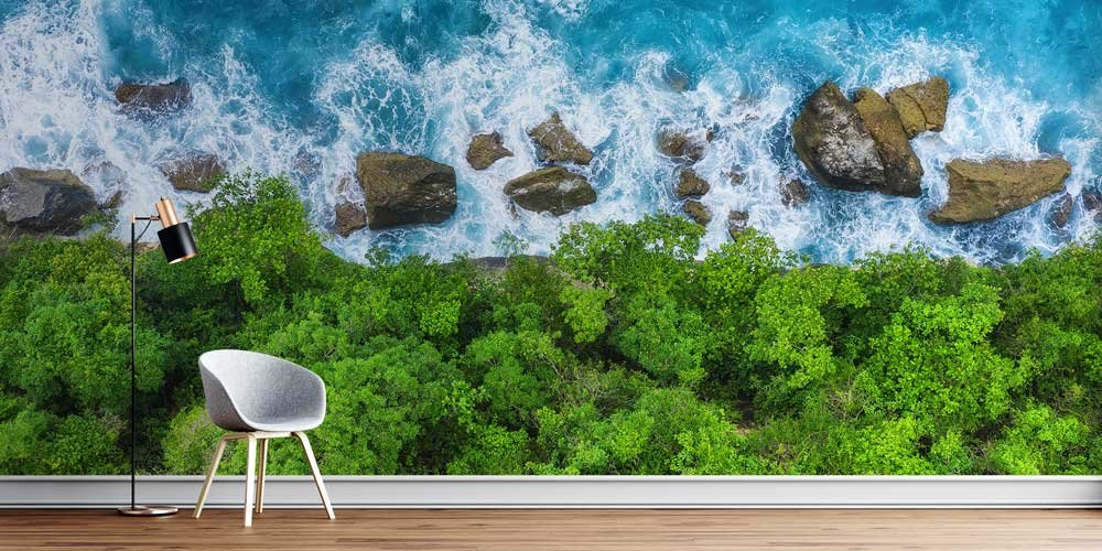 Doğa Sahili ve Orman Havadan Görünüm Duvar Kağıdı 12889