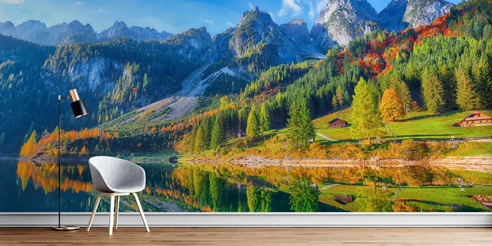 Sonbahar Dağ ve Göl Manzaralı Avrupa Duvar Kağıdı 13010