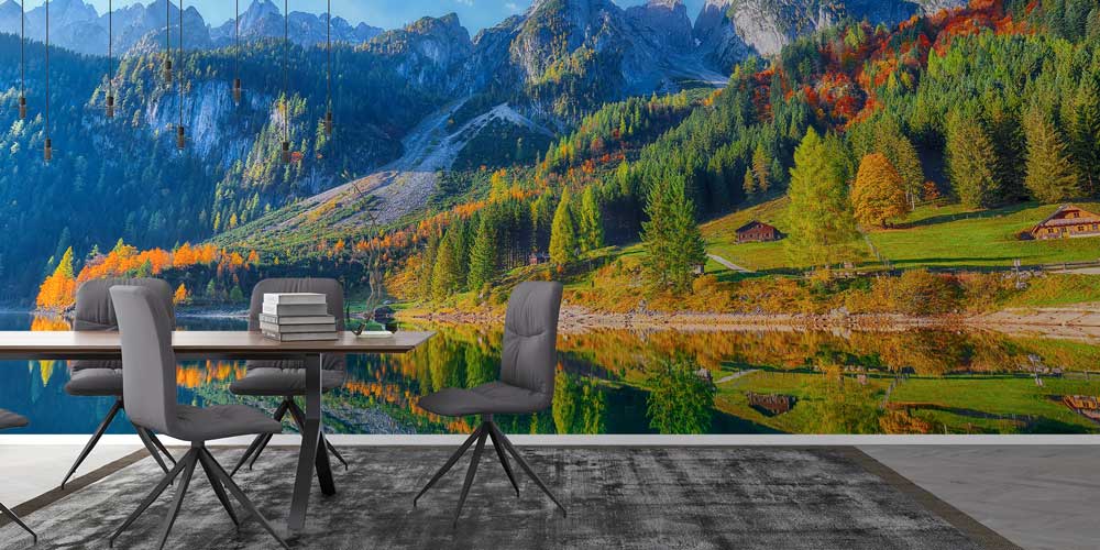 Sonbahar Dağ ve Göl Manzaralı Avrupa Duvar Kağıdı 13010