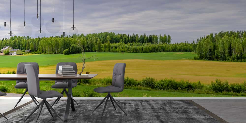 Yeşil Ova Kırsal Doğa Manzaralı Duvar Kağıdı 12998