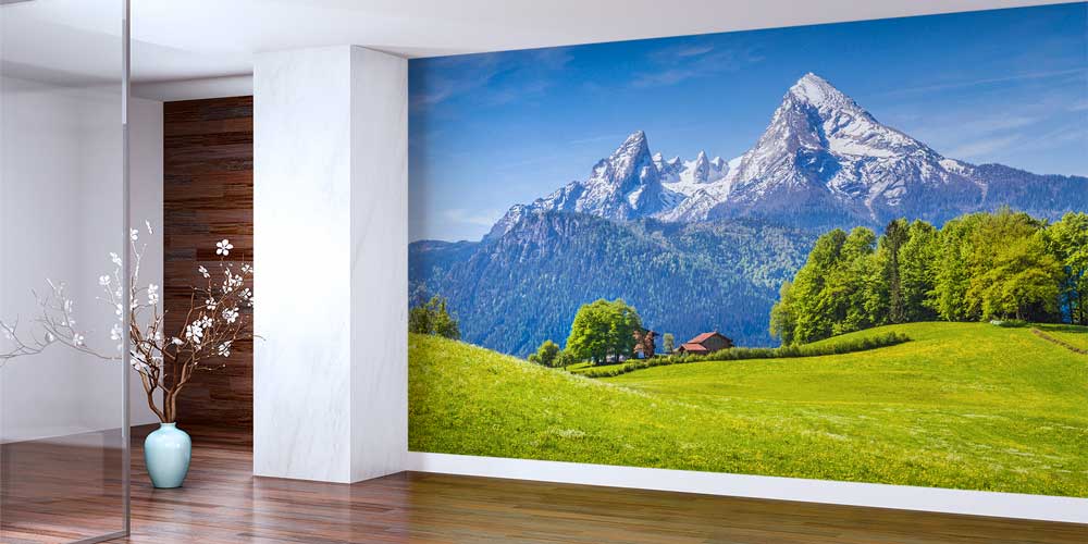 Alp Dağları ve Yeşil Çayırlar Panorama Fotoğraf Duvar Kağıdı 12918