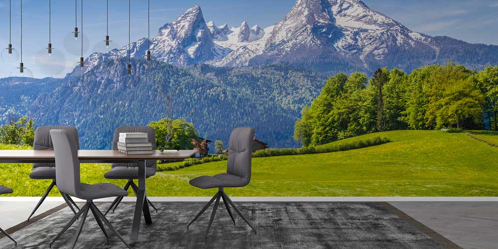 Alp Dağları ve Yeşil Çayırlar Panorama Fotoğraf Duvar Kağıdı 12918