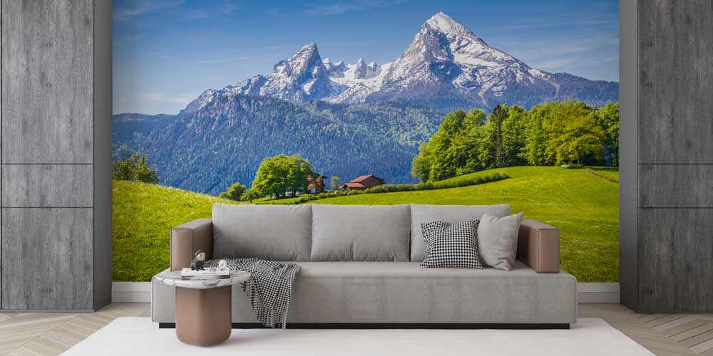 Alp Dağları ve Yeşil Çayırlar Panorama Fotoğraf Duvar Kağıdı 12918