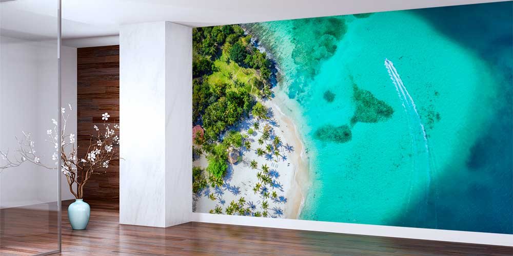 interior-wallpaper-design-12893-01 Turkuaz Koy ve Tekne İzleri Duvar Kağıdı 12893