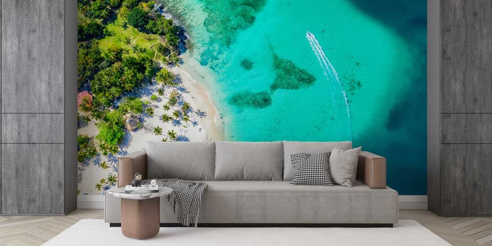 interior-wallpaper-design-12893-03 Turkuaz Koy ve Tekne İzleri Duvar Kağıdı 12893