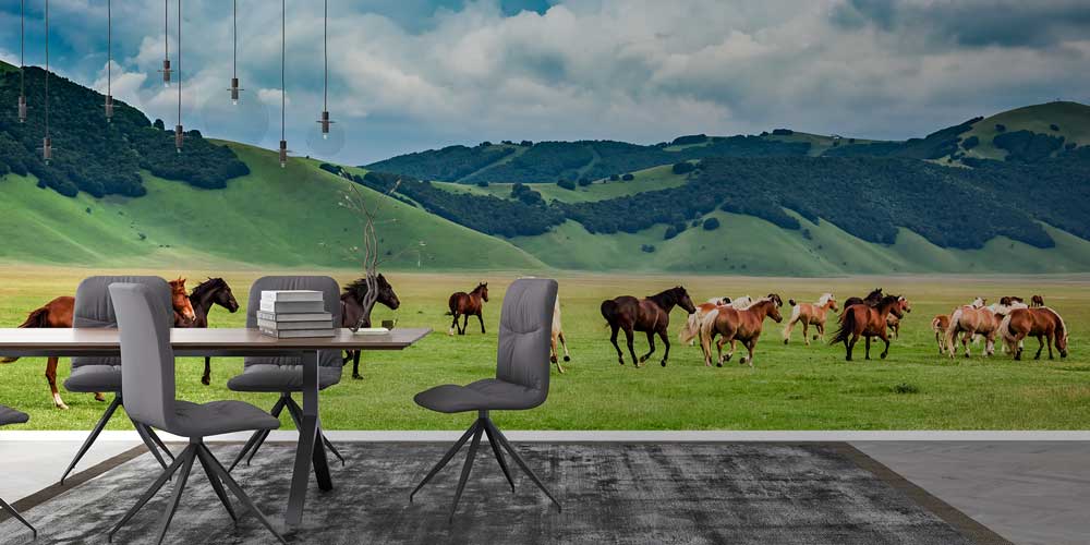 Koşan Atlar Manzarası Duvar Kağıdı 12933