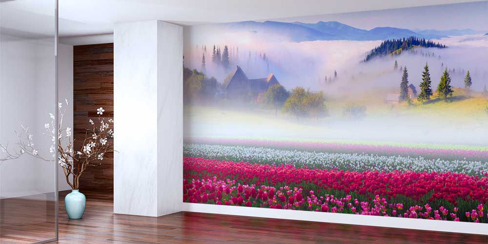 Sisli Dağlar ve Çiçekler Duvar Kağıdı 12952