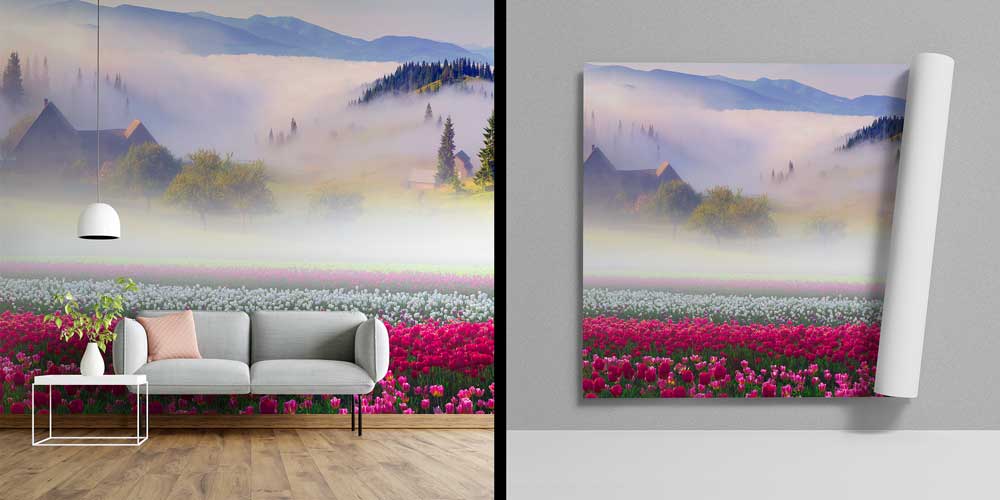 Sisli Dağlar ve Çiçekler Duvar Kağıdı 12952