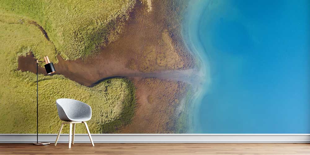 Havadan Kıyı Şeridi ve Mavi Su Manzaralı Duvar Kağıdı 13001