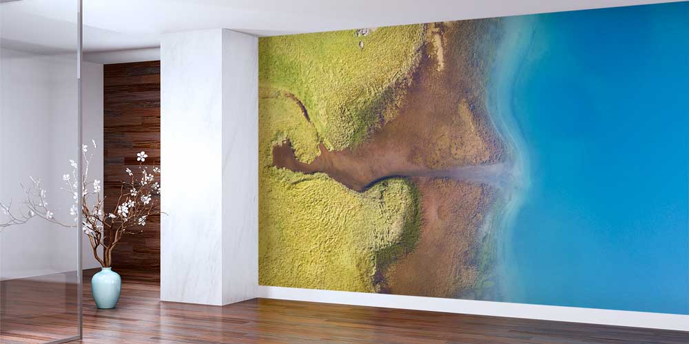 Havadan Kıyı Şeridi ve Mavi Su Manzaralı Duvar Kağıdı 13001